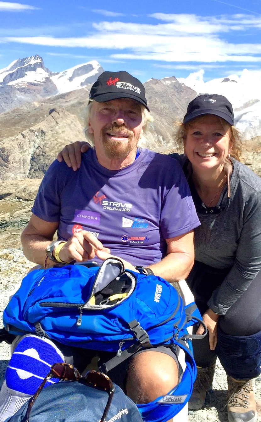 Tracey with Richard Branson in the mountains