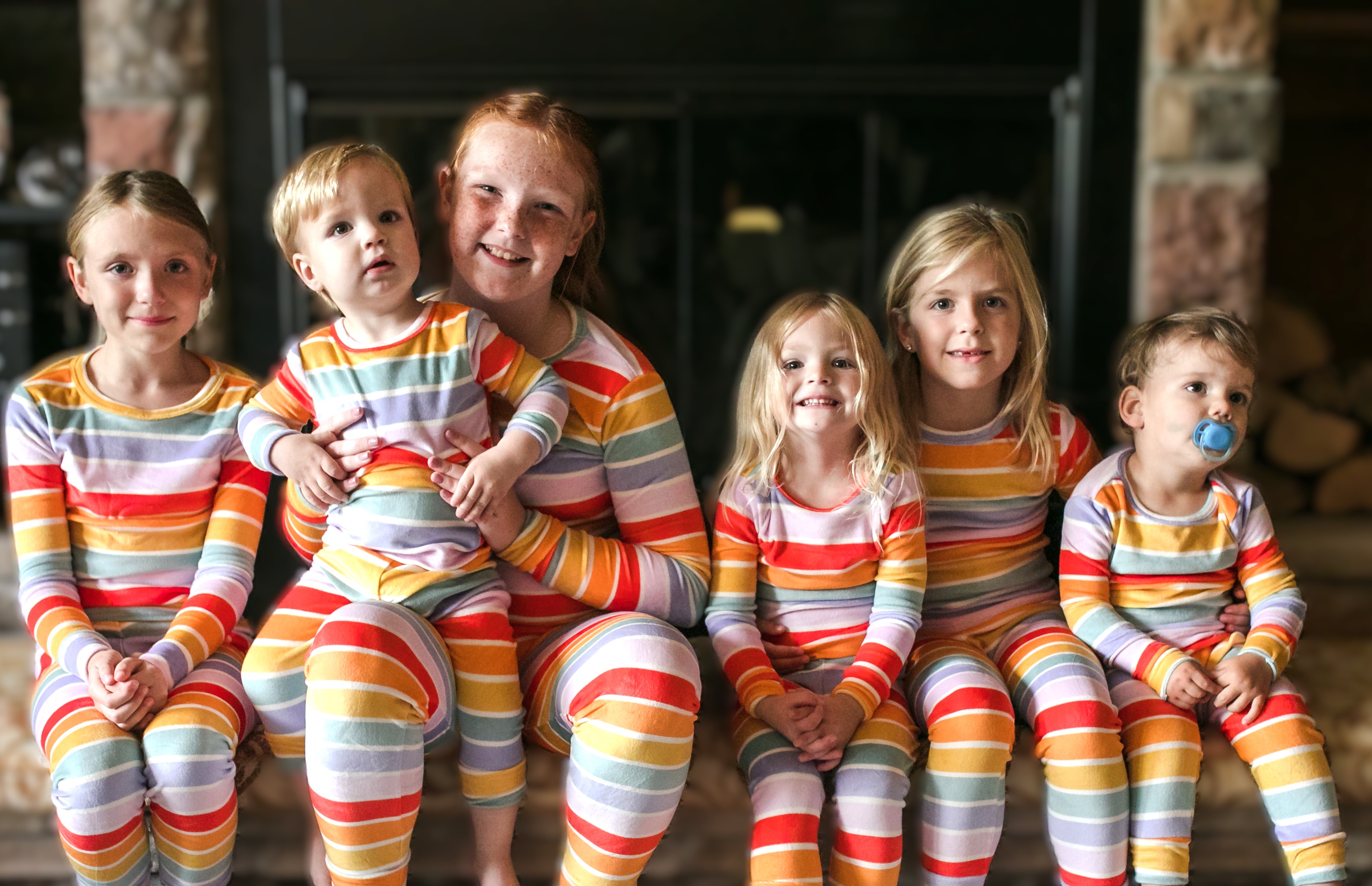 Children in matching pajamas