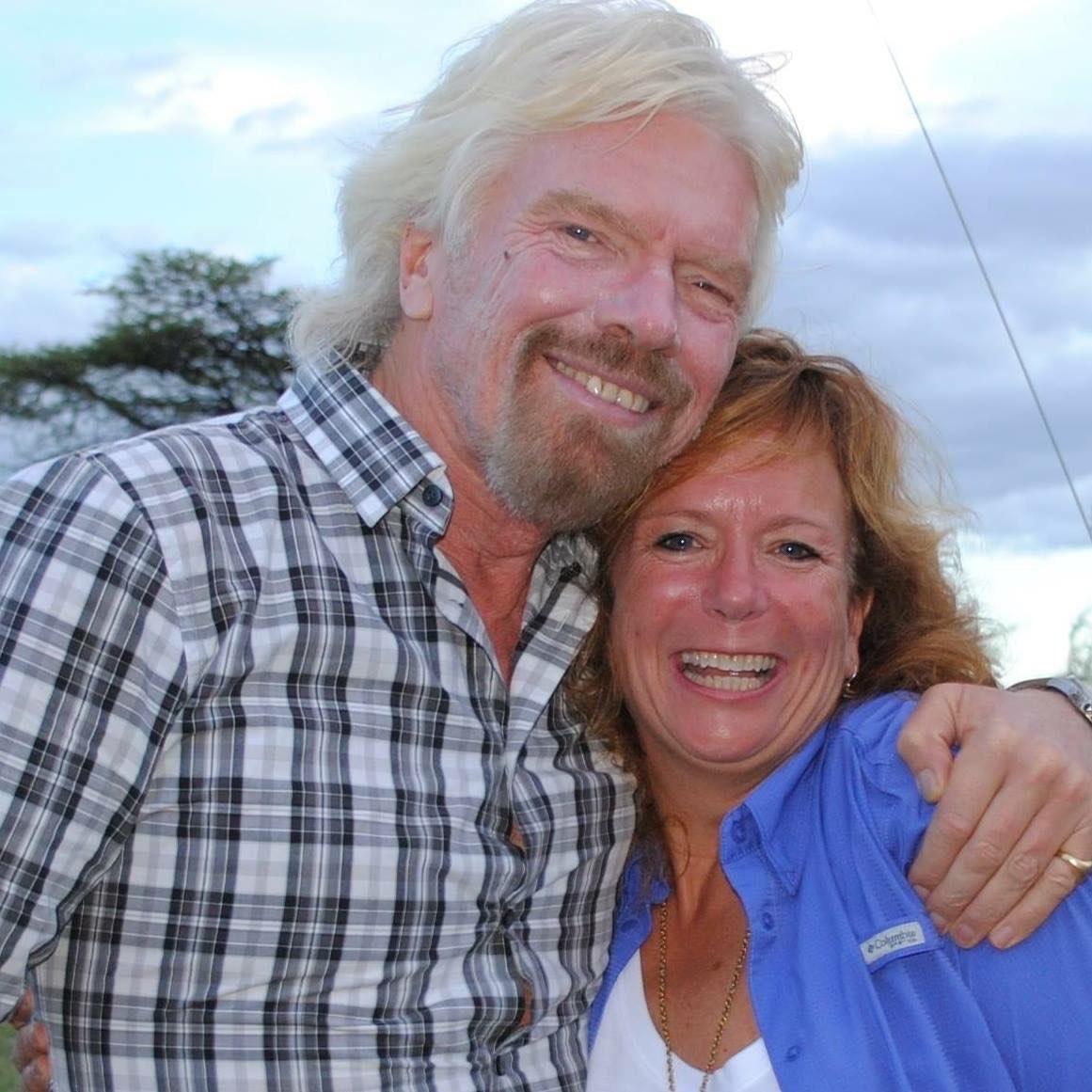 Tracey with Sir Richard Branson at Mahali Mzuri